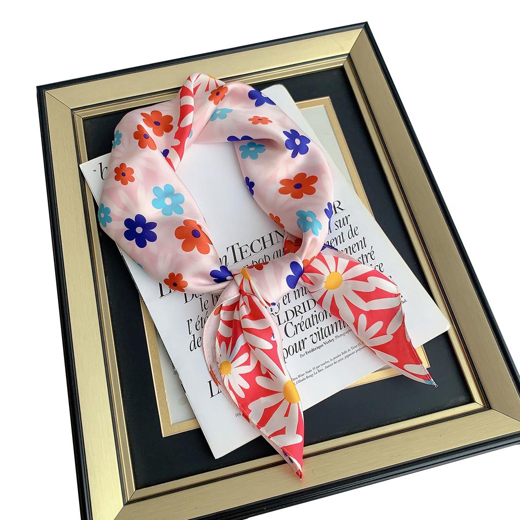 Colored small daisy 70 square scarf flower pastoral simulation silk scarf sweet and fresh decorative small scarf female