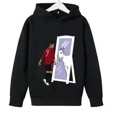 Spring Autumn Casual Children's Hoodie Sports Sweatshirt for Boys and Girls Ronaldo Printed 2-14 Years Fashion Kids Pullover Top