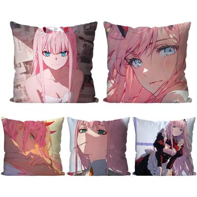 Zero Two Animation DARLING In The FRANXX Pillow Case Square Pillow Bedroom Sofa Leisure ComfortCarLivingRoomHomeDecoration 40X40