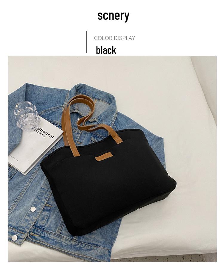 Dámská minimalistická velká taška - Vícekomorová kabelka přes rameno do ruky, Nové letní plátno na dojíždění