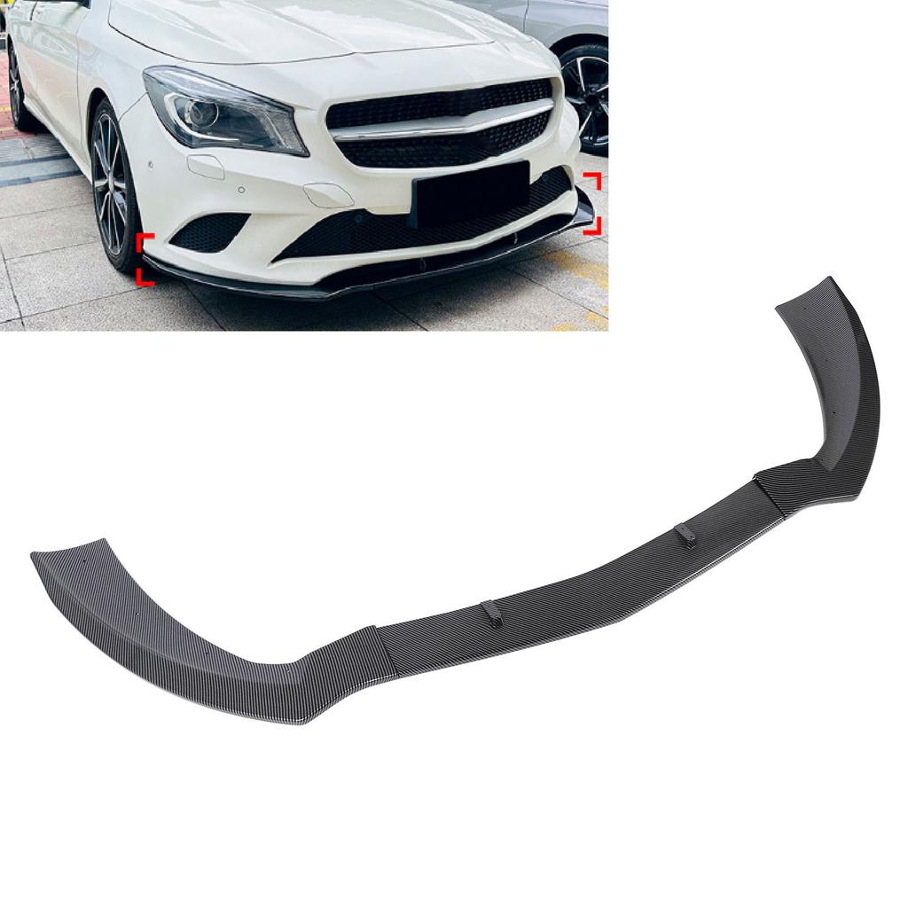 Front Bumper Lip Spoiler 3 Section Type Resistant Upgrade Racing Look Bumper Lip Splitter Body Kit for CLA-Class C117 X117