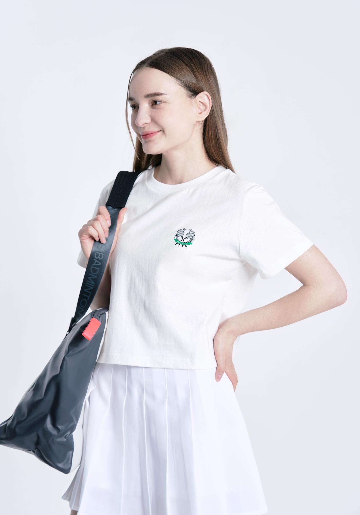 Mestari Badminton Racket Crop Top Ct3010 White L