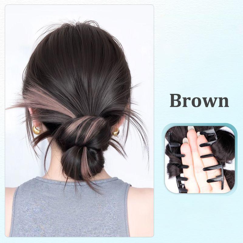 Ball Head Wig Female Shuttlecock Head Fluffy Wig Package Integrated Highlighted Chicken Feather Claw Clip Wig Bun