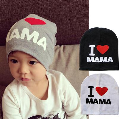 I LOVE MAMA PAPA Spring Cotton Baby Hat Kids Beanie Cap Bonnet Enfant Hat for 1-3 Years Old Children