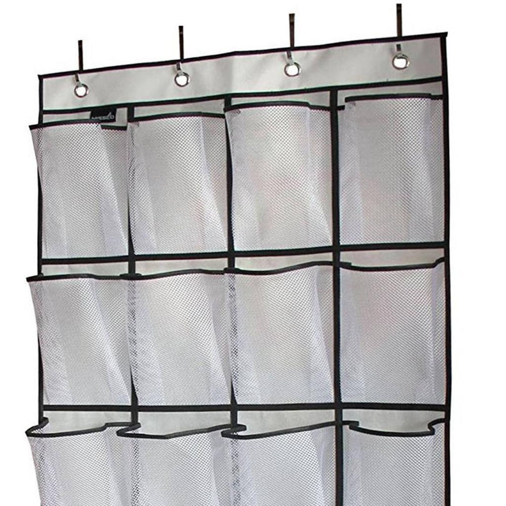 Over The Door Shoe Organizer Hanging Storage Bag Shoe Storage Door Hanger with 24 Mesh Pockets