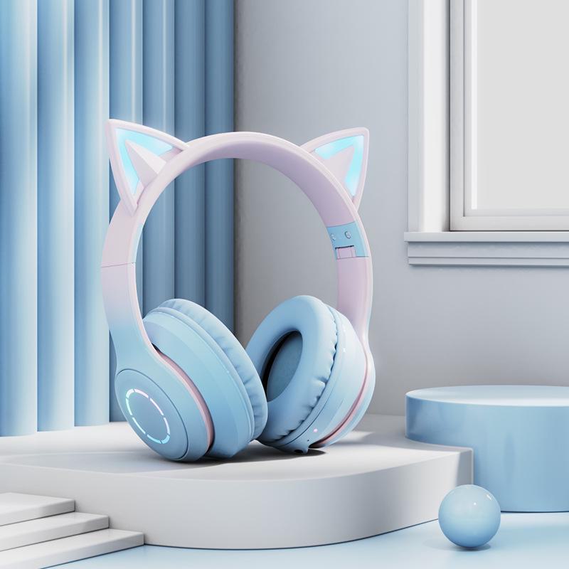Cat Ear Bluetooth Gaming Headphones with Extended Battery Life and No Delay