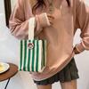With Short Handle Messenger Bag Striped Lunch Bag Casual Purse  Picnic