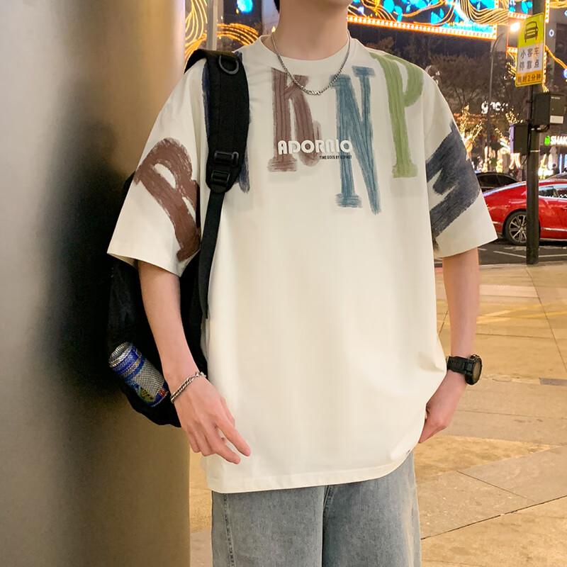 T-shirt da uomo in cotone pettinato, vestibilità larga, ricamata