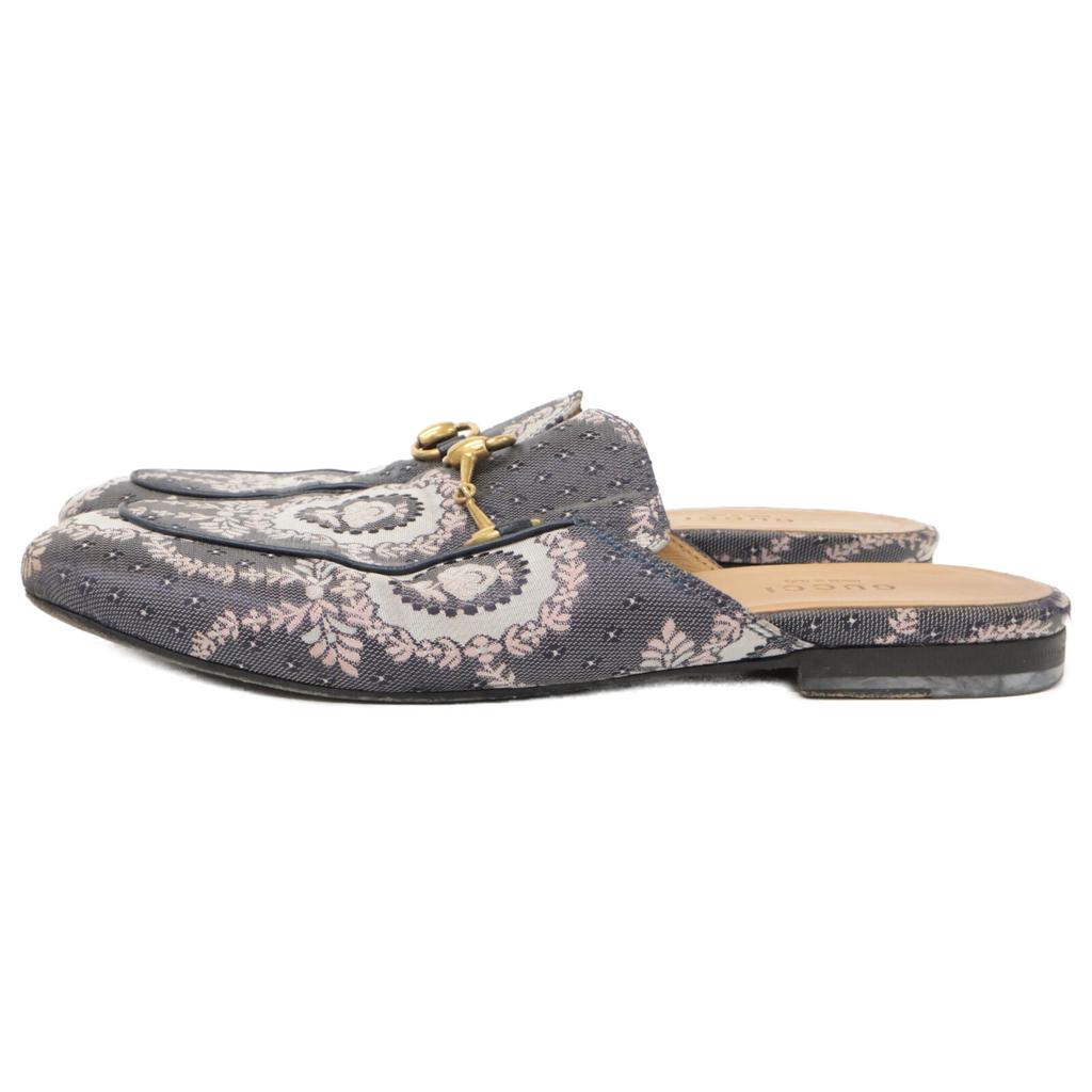 GUCCI 423514 Princetown Horsebit Slippers/Sandals shoes 36 Navy systemUsed