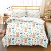 Cartoon Rabbit Duvet Cover Set Twin Queen Colorful Eggs Bedding Set Microfiber Floral Comforter Cover For Girls Boys Easter Gift