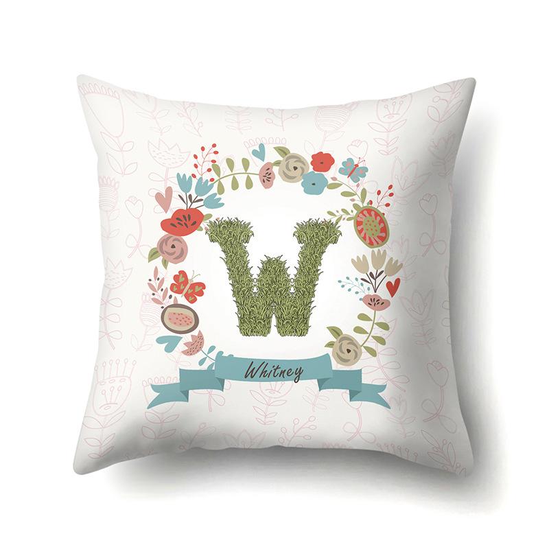 Polyester Pillowcase Car Decoration Home 26 English Letters Plant Wavy Print Pillowcase