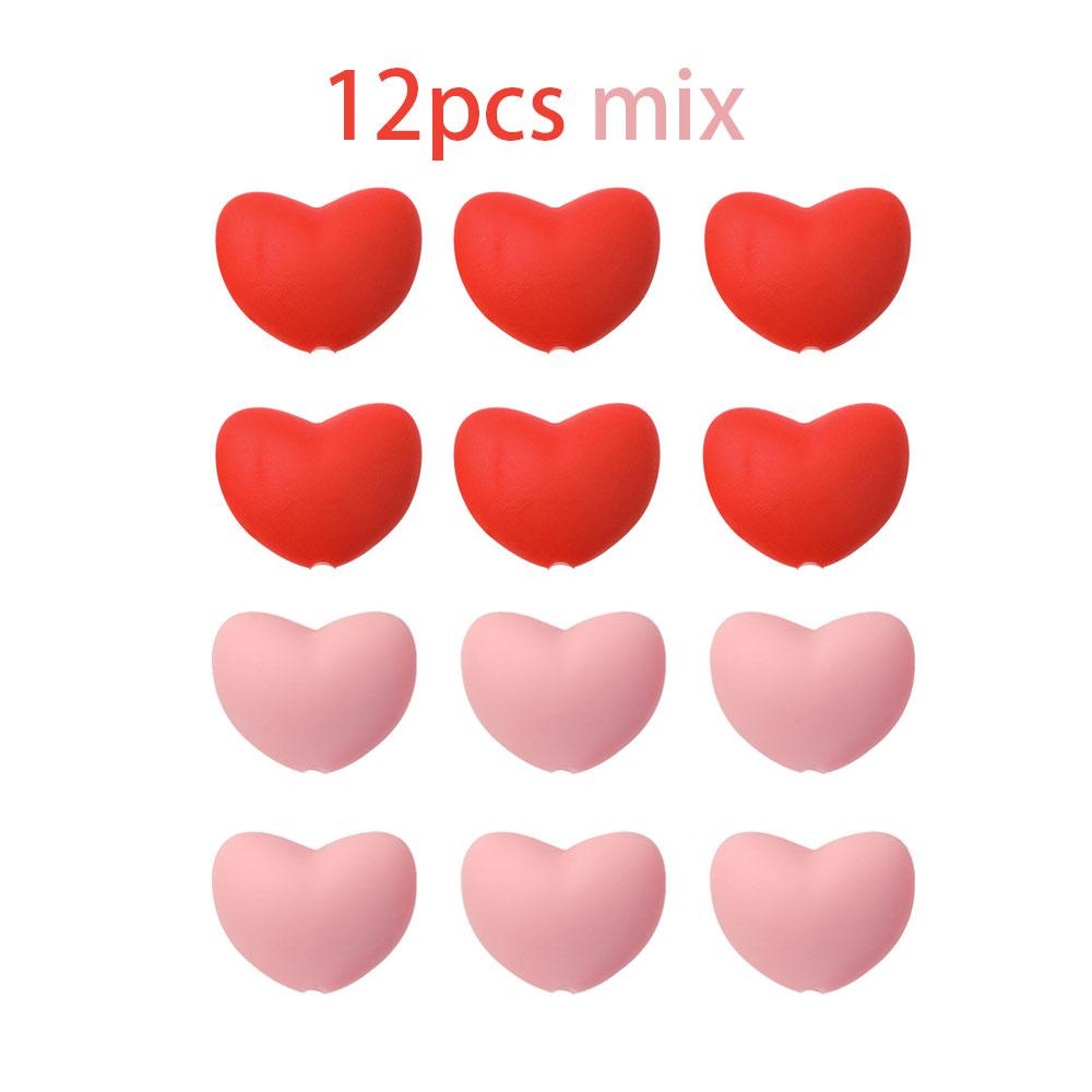 12pcs Heart Shaped Knitting Needle Point Protectors Silicone Rubber Stitch Stoppers Caps for Knitting Crochet Yarn Craft