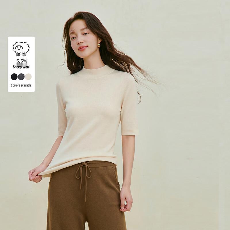 INMAN Women s Merino Wool Blend Slim Fit Knit Sweater S