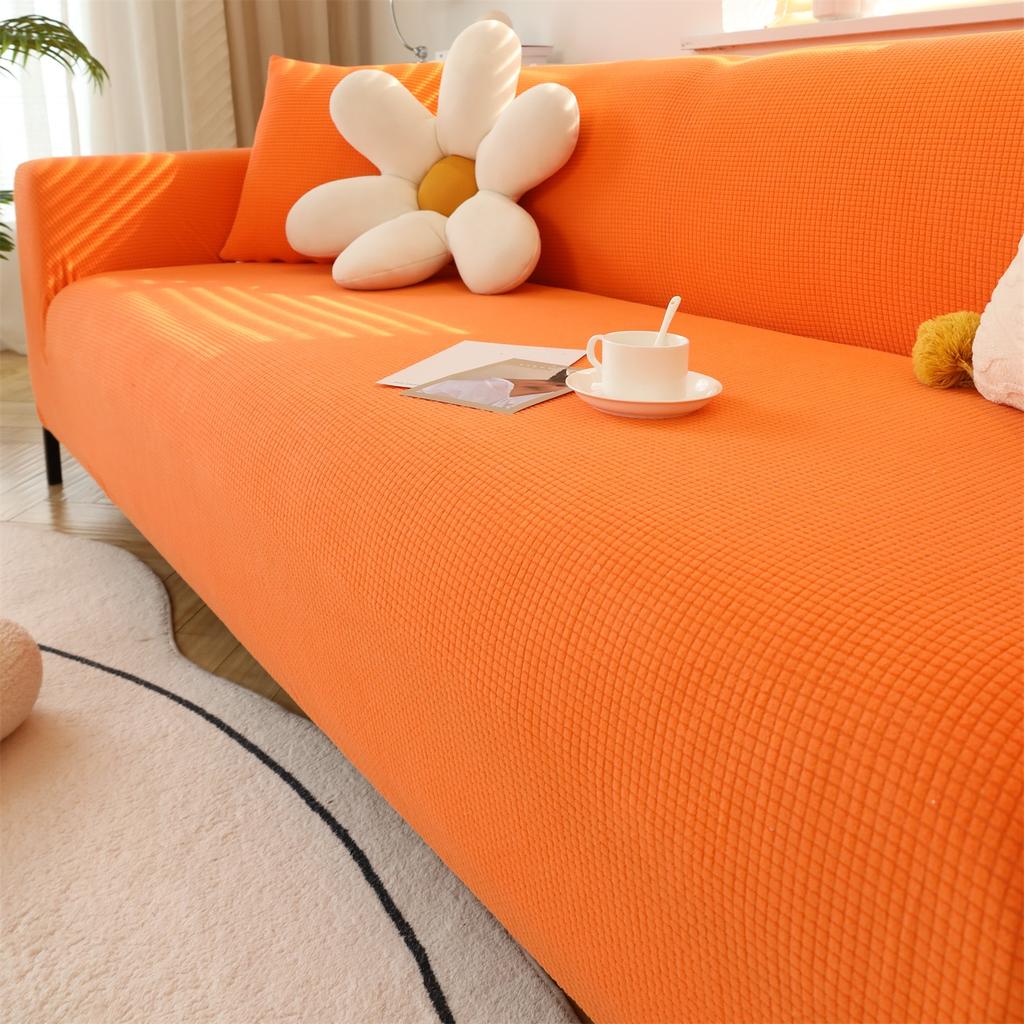 1pc  Jacquard Fleece Elastic All-inclusive Sofa Cover + 1pc Throw Pillow Cover (Without Core) Sofa Slipcover, Couch Cove