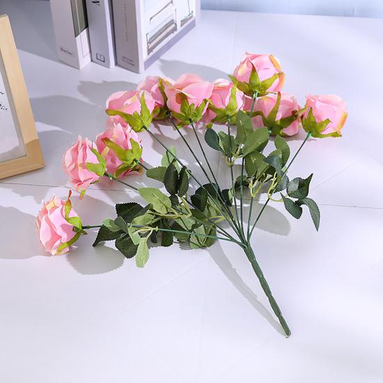 Delicate Texture Faux Silk Flower Good Bent Freely 10 Heads Wedding Rose Floral Decor Simulation Flower