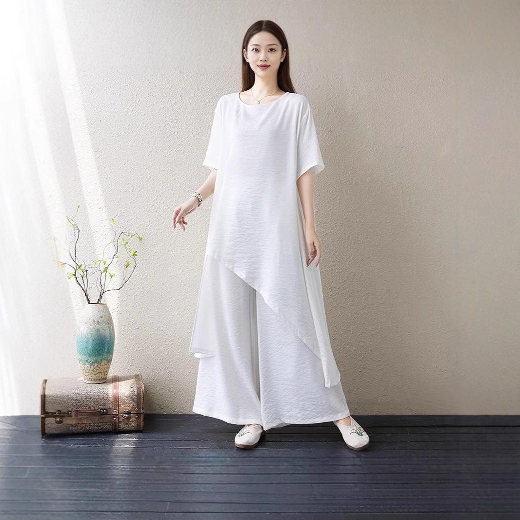 

Весенне-летний ретро дзен чайный костюм: Комплект Тай-чи в национальном стиле, свободный, стройнящий, с духом феи L