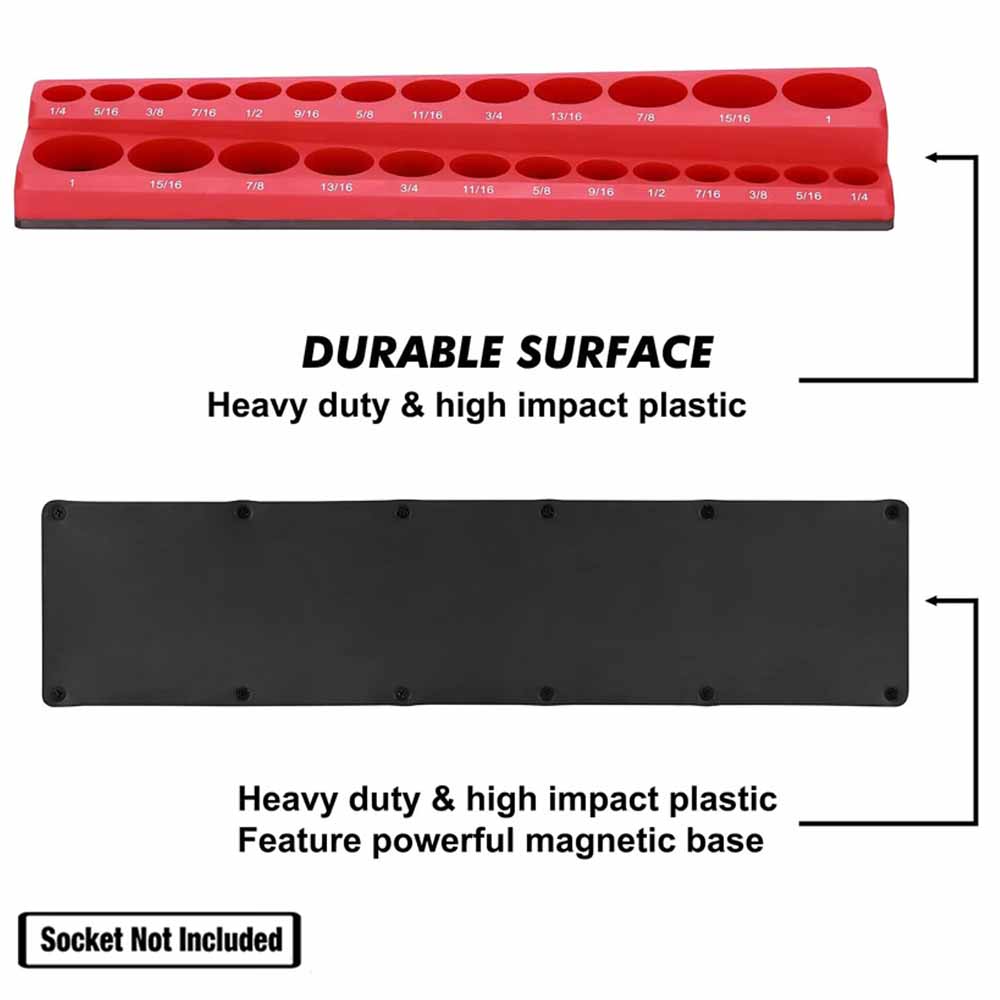 Professional 3Pieces Magnetic Socket Holder 1/4" 3/8" 1/2" Inch Drive Metric/SAE Socket Organizer Storage Installation Tools Kit