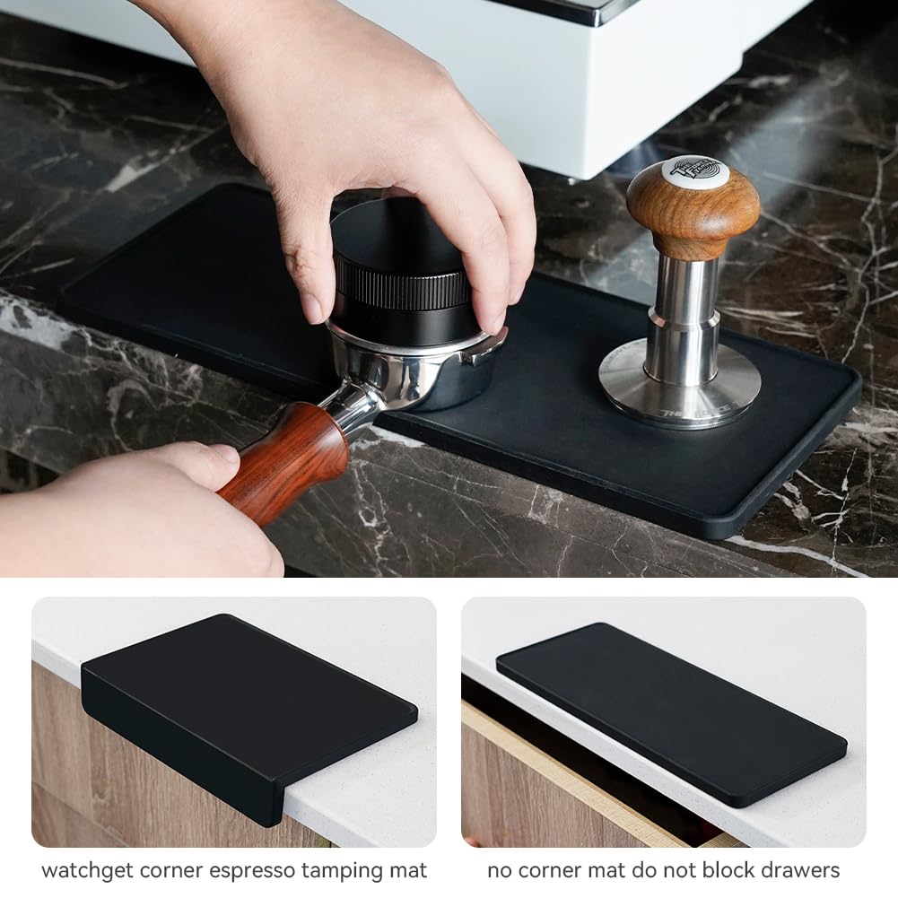 watchget Espresso Tamping Mat Tamper Mat Coffee Tamper Mat Tamping Station Portafilter Silicone Easy to Clean Large Size Non-Slip