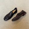 Cowhide version~ niche leather loafers women's one-pedal lazy shoes flat single shoes women's low-heeled commuting small leather shoes