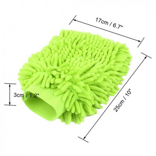 Car Mitt Microfiber Chenille Dust Wash Washing Cleaning Glove Fluorescent Green