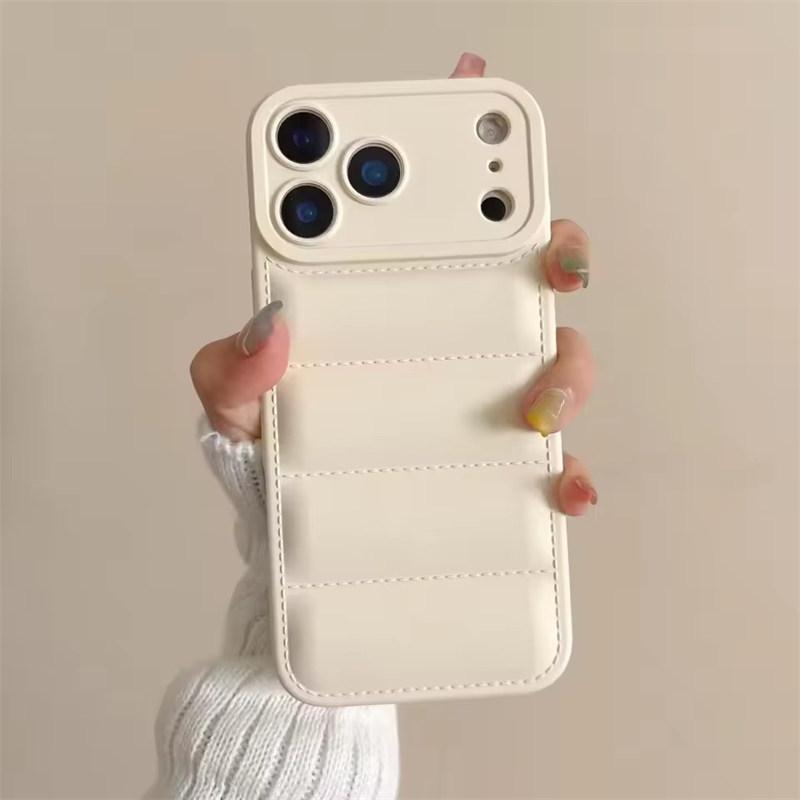 Luxury Down Jacket Silicone Shockproof Case For iPhone 17 Air 16 E 15 Plus 14 13 12 11 Pro Max Winter Colorful Soft Puffer Cover