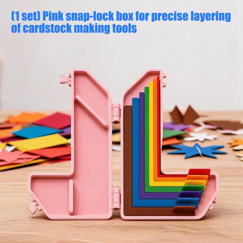 Card Making Positioning Tool, Pink Hinged PET Alignment Case with Side Closures for Cardstock Placement in Greeting Card Craft Work