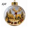 Warm Glow Seasonal Decor Glowing Christmas Story Ornament, Mini Holiday Scene Light Up Ball Led Hanging Baubles Decoration, Acrylic Clear Pendant