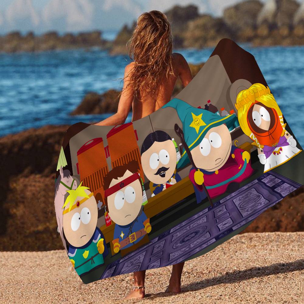 Classic animation S-South Cartoon Park Microfiber Blanket Quick Drying Beach Towels Oversized Printing Super Absorbent Pool