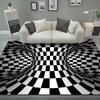 3D Vortex Illusion Black White Rug for Bedroom Floor Mat Abstract Geometric Optical Vertigo Carpet Non-slip Living Room Decor