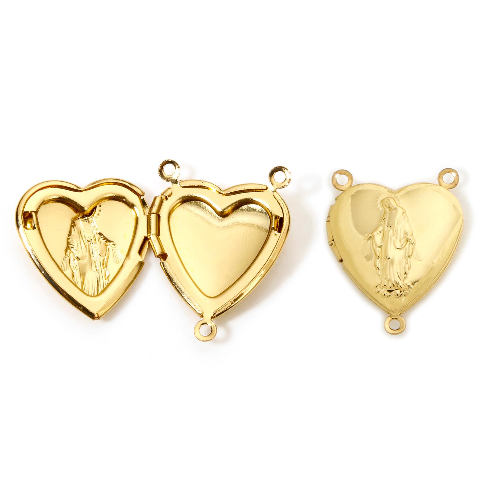 

1 Piece Brass Charms 18K Real Gold Plated Can Open Photo Box Envelope Heart Pendants For DIY Necklace Jewelry Making Family Gift