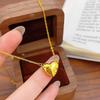 Gold Dragon Scale Heart Pendant Necklace - Elegant, Simple, 3D Refractive Design for Women