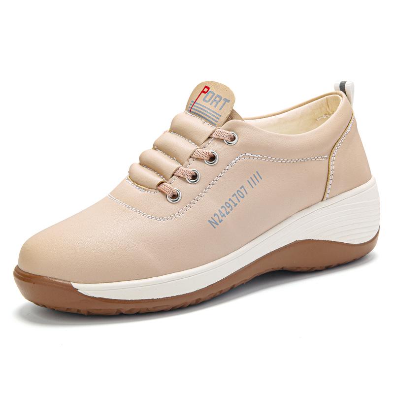 2025 Weiße Echtleder Slip-On Sneaker: Dicksohlige, leichte, rutschfeste, bequeme Freizeitschuhe für Frühling und Herbst.