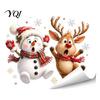 Seasonal Home Window Decor Christmas Static Clings, Removable Glass Decals, Snowman Santa Reindeer Nutcracker Office Store Displays with Snowflakes,