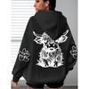 Damen Gemütlicher Hochlandrind & Pfotenabdruck Übergroßer Hoodie