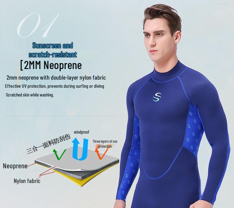 Men's SLINX 2mm Long Sleeve Wetsuit Set for Surfing, Diving, Snorkeling - Warm, UV-Protected
