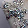 Luxury 3D Embroidered Crystal Rhinestone Wedding Patches Sew-On Flower Shape Decorations for Clothes Twill Fabric