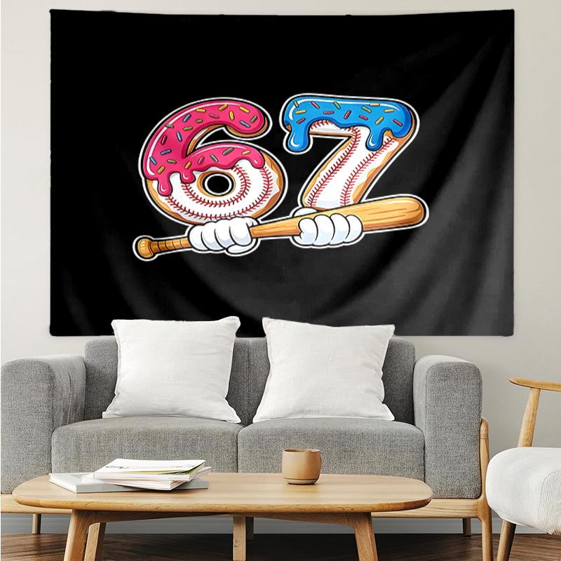 Summer Ice Cream Number 67 Tapestry Accessories Playroom Tapestry, for Bedroom,Livingroom, dormitory Room Wall Decor Fan Birthday Gifts