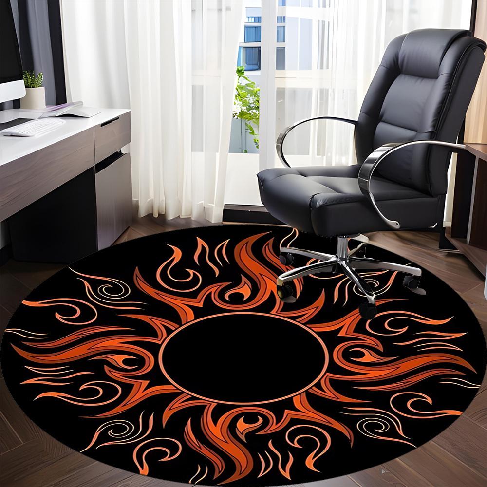 1PC Flame Design Chair Carpet for Office, Indoor Non-Slip Washable Carpet, Soft Comfortable Mat For Office Room yy250930227