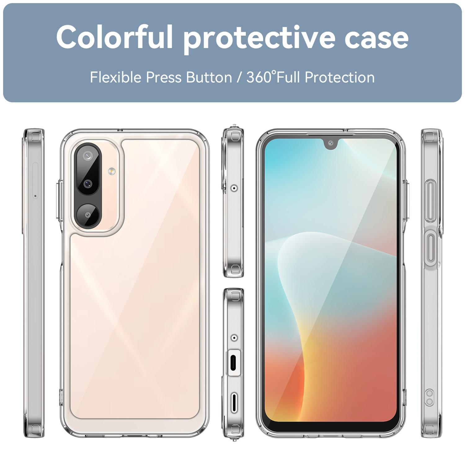 

For Samsung Galaxy M16 5G Case WANLONFENG MF Series TPU Acrylic Clear Phone Cover with Tempered Glass Film Transparent