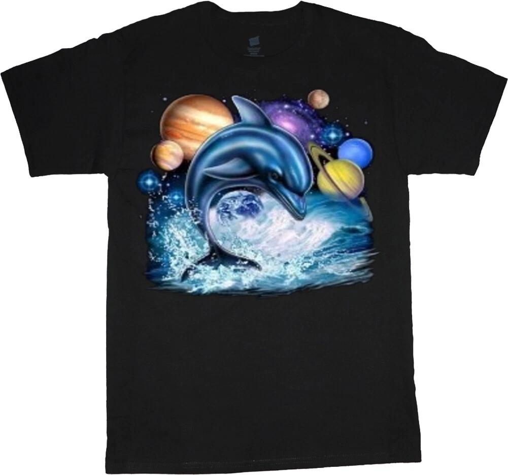 Ocean Outer-Space Dolphin T-shirt Mens Graphic Tees Clothing Apparel Mens Gifts M