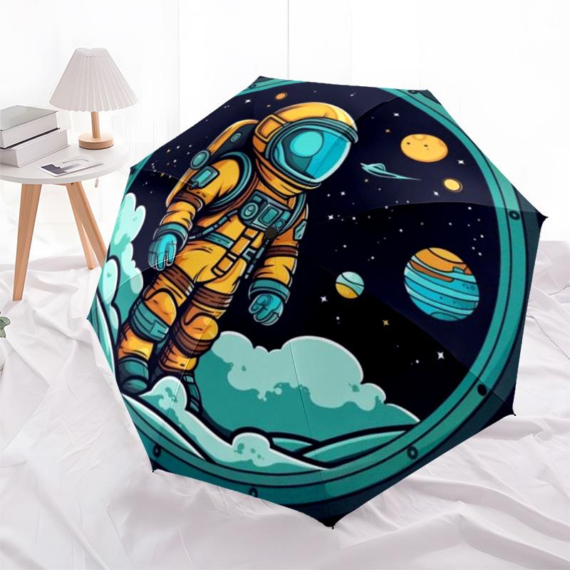 1pc Astronaut, Space Exploration Automatic Open/Close Umbrella, Folding Compact Umbrella with Lightweight Design for Women/Men yy251028237
