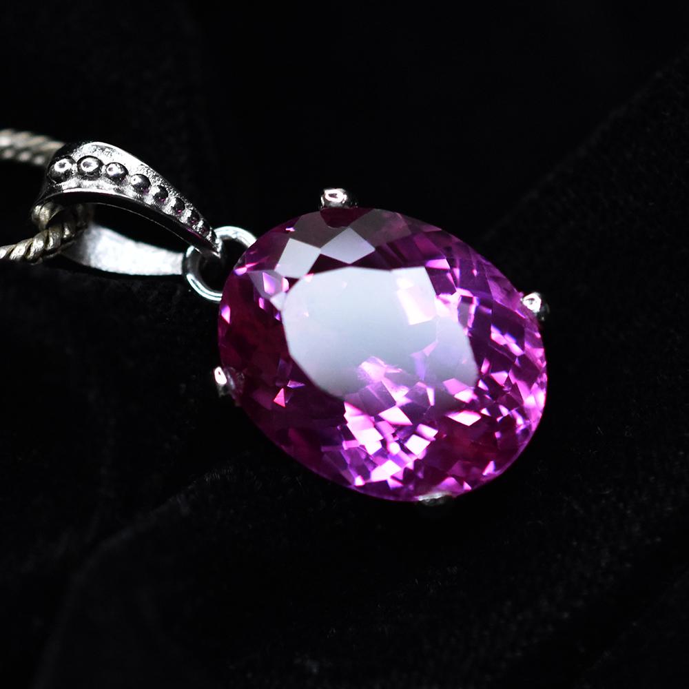 Natural Pink Ruby Pendant 28 ct 925 Sterling Silver Oval Gemstone Gemstone Jewelry Gift