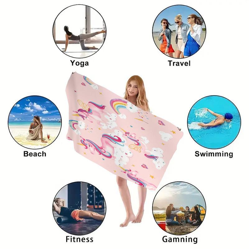 1pc, Cute Pink Unicorn Beach Towel, Size Is Soft, Sandproof And Lightweight, Suitable for Swimming, Pools And Camping