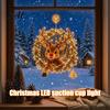 Christmas Wall Hanging Decor Suction Cup Window Light, 7.8-Inch Double-Layer Warm LED Party Ornament Battery Powered Light for Holiday Glass Windows,