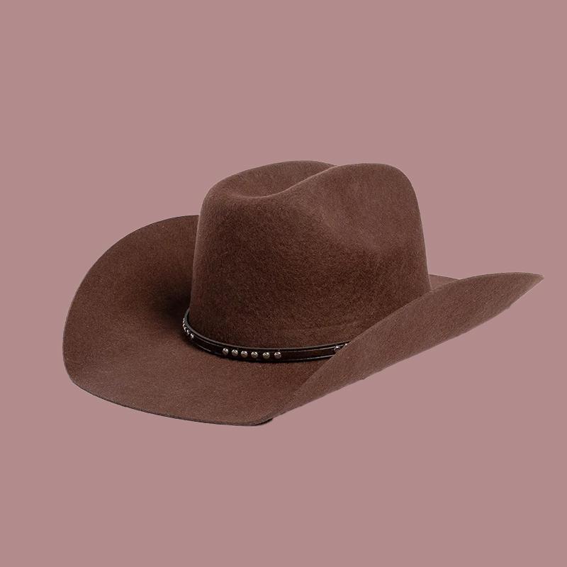 Autumn Winter Western Wedding Cowboy Hat Unisex Casual Studded Wool Felt Hat with Belt  Large Size Fedora Big  Sizes S M  L XL