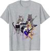 Cat Band Rock Kitties On Bass Guitar and Drum FunnyT-Shirt Clothing Casual Cotton Daily Four Seasons Streetwear Unisex