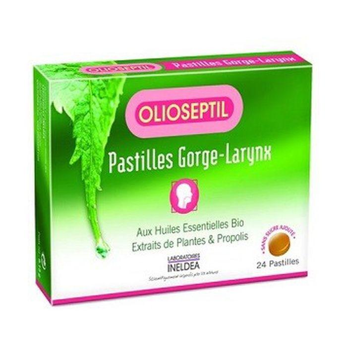 OLIOSEPTIL® Pastilles à Sucer Gorge-Larynx - Apaise et Assainit la Gorge - Sans Sucres Ajoutés - Extraits de Plantes, Vitamine C, Cu