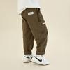 Boys' Fashion Washed Cargo Carrot Pants with Big Pockets