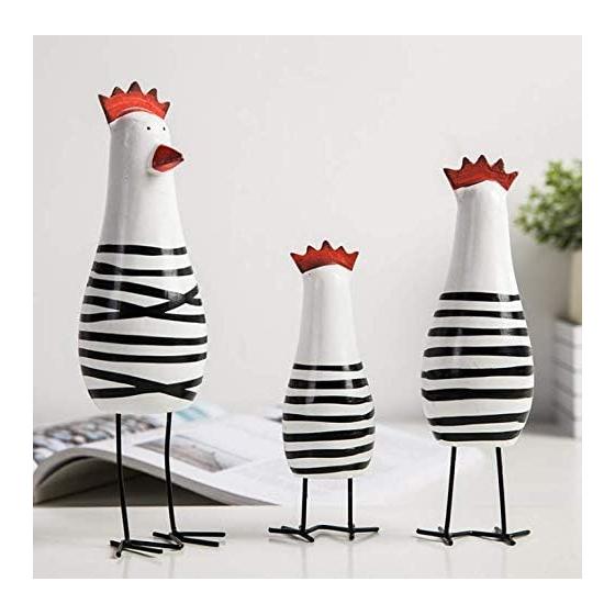 YISHUI Chicken Figurine Scandinavian Goods Cute Chicken Interior Decoration Wooden Set of 3 HP0115