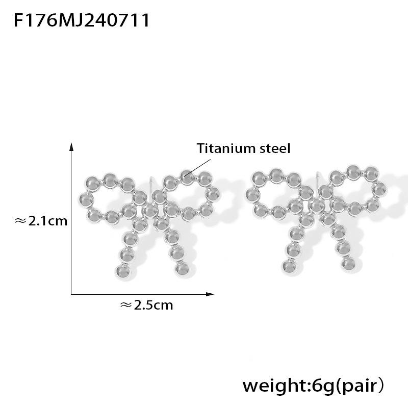

Сережки-пусети в стилі Гепберн, нішевий дизайн, з єднання куль, форма банта, прості, легка розкіш, титанова сталь з покриттям 18-каратним золотом